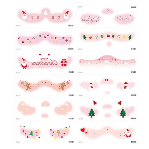 Make-up-Patches, Gesichtsaufkleber Make-up | 12X temporäre Aufkleber Make-up niedlich - Urlaubsbevorzugung, gefälschte Rouge-Aufkleber, Liebesherz, Schneeflocke, Elch, wasserfest, für Festivals, fröhl Make-up-Patches, Gesichtsaufkleber Make-up | 12X temporäre Aufkleber Make-up niedlich - Urlaubsbevorzugung, gefälschte Rouge-Aufkleber, Liebesherz, Schneeflocke, Elch, wasserfest, für Festivals, fröhl von Generisch