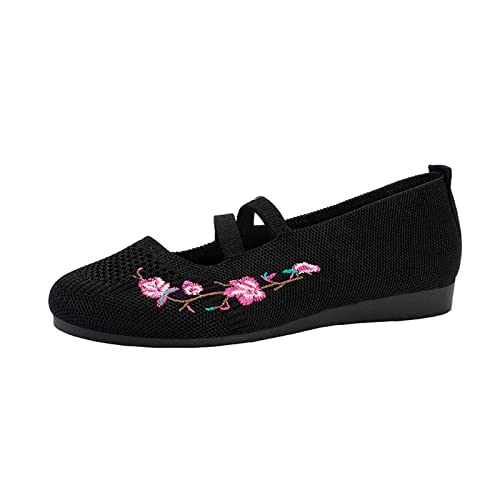 Mary Jane Schuhe Damen Flach Elegant Sommer Flach Mokassins Flache Schuhe Schwarz Elegant Bequem Lederschuhe Loafer Frühjahr 2024 Moccasins Flat Shoes Women's Loafers von Generisch