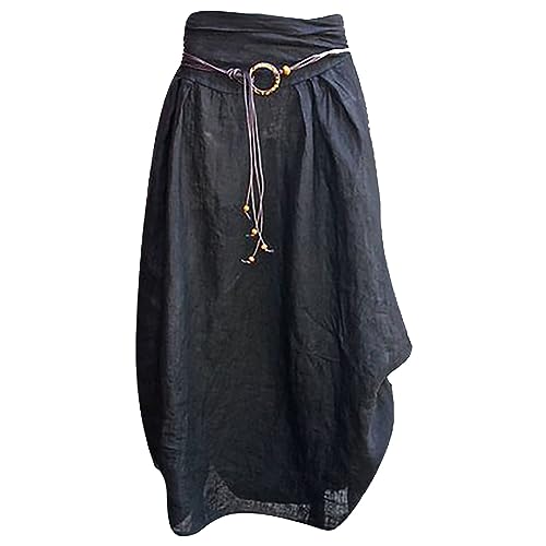 Maxirock Damen Lang High Waist - Rock Damen Knielang A Linie Baumwolle-Leinen Midi Rock Bohemian Freizeitrock Vintage Künstlerischem Strickrock Unregelmäßiger Saum Tellerrock Ballonröcke Streetwear Maxirock Damen Lang High Waist - Rock Damen Knielang A Linie Baumwolle-Leinen Midi Rock Bohemian Freizeitrock Vintage Künstlerischem Strickrock Unregelmäßiger Saum Tellerrock Ballonröcke Streetwear von Generisch