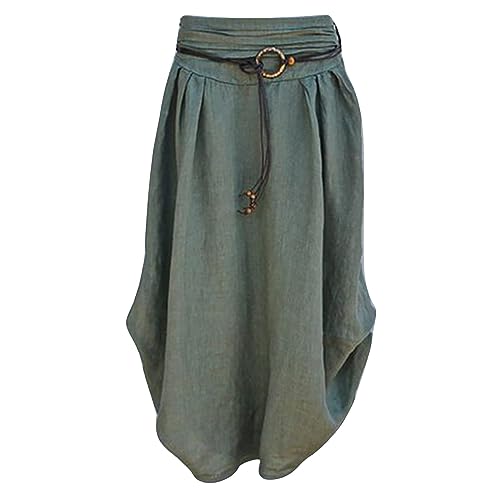 Maxirock Damen Lang High Waist - Rock Damen Knielang A Linie Baumwolle-Leinen Midi Rock Bohemian Freizeitrock Vintage Künstlerischem Strickrock Unregelmäßiger Saum Tellerrock Ballonröcke Streetwear Maxirock Damen Lang High Waist - Rock Damen Knielang A Linie Baumwolle-Leinen Midi Rock Bohemian Freizeitrock Vintage Künstlerischem Strickrock Unregelmäßiger Saum Tellerrock Ballonröcke Streetwear von Generisch