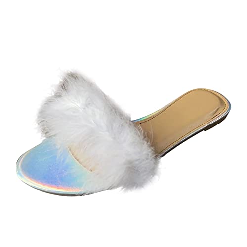 Mehrfarbige Strand-Damen-Flip-Sommer-Flops, pelzige Hausschuhe, lässige Damen-Slipper mit Schleife, weiß, 38.5 EU Mehrfarbige Strand-Damen-Flip-Sommer-Flops, pelzige Hausschuhe, lässige Damen-Slipper mit Schleife, weiß, 38.5 EU von Generisch