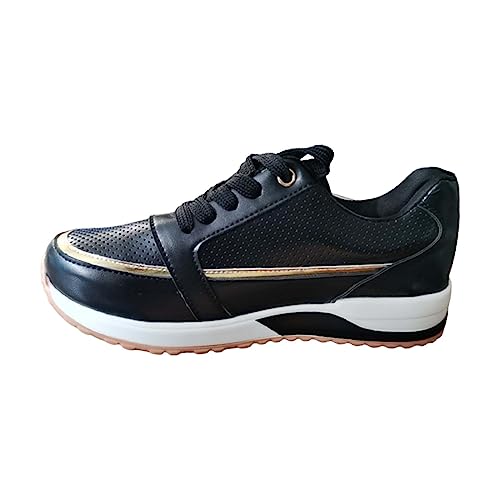 Mode Damen Sportschuhe Flache Unterseite Sport Atmungsaktiv und Bequem Freizeitschuhe Schuhe für Männer Business Casual, Schwarz , 38.5 EU von Generisch