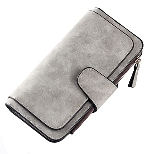 Modische Damen-Geldbörse, Leder, Clutch, Kartenhalter, Geldbörse, lange Handtasche, mehrere Kartenschnalle, Geldbörse, Baseball, klares Display, grau, Einheitsgröße Modische Damen-Geldbörse, Leder, Clutch, Kartenhalter, Geldbörse, lange Handtasche, mehrere Kartenschnalle, Geldbörse, Baseball, klares Display, grau, Einheitsgröße von Generisch