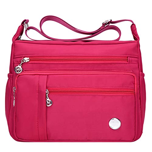 Modische Damen-Umhängetasche, Nylon, einzelne Schultertasche, Umhängetasche, Laptop-Umhängetasche, hot pink, Small Modische Damen-Umhängetasche, Nylon, einzelne Schultertasche, Umhängetasche, Laptop-Umhängetasche, hot pink, Small von Generisch