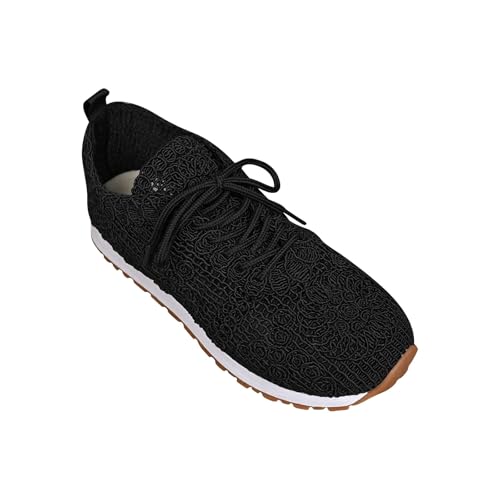 Modische Damen-Walking-Sneaker – leichtes Netzgewebe, atmungsaktiv, Schnürschuhe, Freizeitschuhe mit gepolsterter Sohle, stilvolle Turnschuhe für Reisen, Alltagsoutfits, Schwarz , 37 EU Modische Damen-Walking-Sneaker – leichtes Netzgewebe, atmungsaktiv, Schnürschuhe, Freizeitschuhe mit gepolsterter Sohle, stilvolle Turnschuhe für Reisen, Alltagsoutfits, Schwarz , 37 EU von Generisch