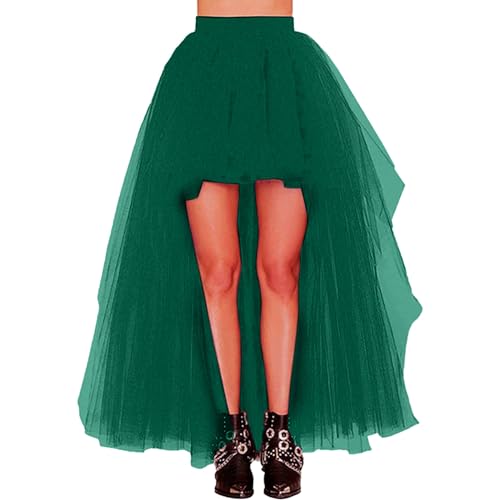 Modischer Halber Rock Für Damen Mesh Tutu Sexy Vorne Kurz Hinten Lang Temperament Geschwollen Prinzessin High Waist Tüllrock Rave Party Karnevalskostüme Hohe Taille Bequem Mädchen (Green, XL) von Generisch