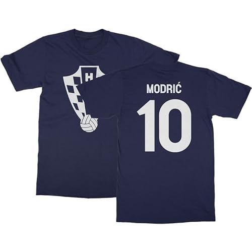 Modric 10 Jersey-Stil - Kroatien-Fußballfan Unisex-T-Shirt (Navy blau, 5X-Large) von Generisch