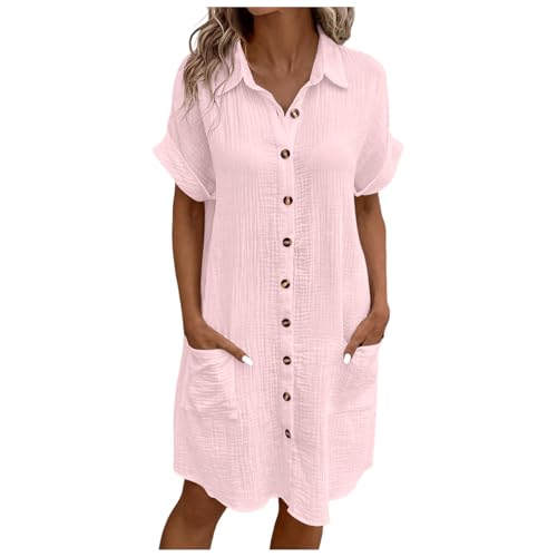 Musselin Kleid Damen Falten Leinen Kleider Revers Style Freizeit Kleid mit Taschen Luftige Sommerkleid Long Knopfleiste Knielang Strandkleid Einfarbig Komfortabel Boho Blusenkleid Musselin Kleid Damen Falten Leinen Kleider Revers Style Freizeit Kleid mit Taschen Luftige Sommerkleid Long Knopfleiste Knielang Strandkleid Einfarbig Komfortabel Boho Blusenkleid von Generisch
