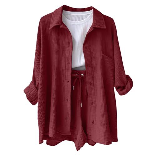 Musselin Zweiteiler Damen Sommer Outfit Musselin Bluse und Shorts 2 Teiler Kleidung Elegant Strand Urlaub Lounge Damen Set Bluse und Shorts Two Piece Set Women Outfit Loungewear Freizeitanzug Outfit Musselin Zweiteiler Damen Sommer Outfit Musselin Bluse und Shorts 2 Teiler Kleidung Elegant Strand Urlaub Lounge Damen Set Bluse und Shorts Two Piece Set Women Outfit Loungewear Freizeitanzug Outfit von Generisch