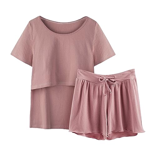 Nachthemd für Damen, Seide, Pyjama, Ärmel, Nachtwäsche, Stillen, Shirt und Set, Baby, Umstands-Oberteil, kurze Hose, Umstandspyjama-Kleid, wassermelone, 38 Nachthemd für Damen, Seide, Pyjama, Ärmel, Nachtwäsche, Stillen, Shirt und Set, Baby, Umstands-Oberteil, kurze Hose, Umstandspyjama-Kleid, wassermelone, 38 von Generisch