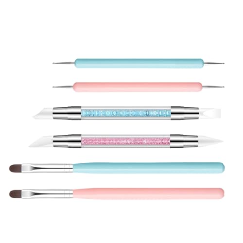 Nagelstifte,6 Stück doppelspitzige Silikon Nageldesign Modellierstifte - Liner Pinsel mit doppelter Spitze für Gel Skulptur und Detail Maniküre Set für Anfänger Mädchen und Frauen Nagelstifte,6 Stück doppelspitzige Silikon Nageldesign Modellierstifte - Liner Pinsel mit doppelter Spitze für Gel Skulptur und Detail Maniküre Set für Anfänger Mädchen und Frauen von Generisch
