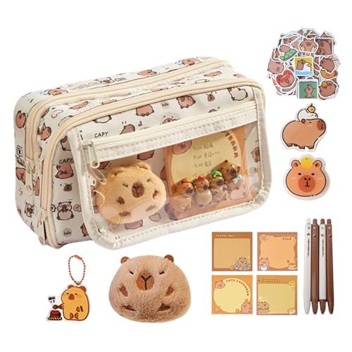 Niedliches Capybara-Federmäppchen, mehrschichtiges Capybara-Federmäppchen, großes Capybara-Federmäppchen mit Aufklebern, Notizblock, Schlüsselanhänger, Stiften, Cartoon-Capybara-Briefpapierset Niedliches Capybara-Federmäppchen, mehrschichtiges Capybara-Federmäppchen, großes Capybara-Federmäppchen mit Aufklebern, Notizblock, Schlüsselanhänger, Stiften, Cartoon-Capybara-Briefpapierset von Generisch