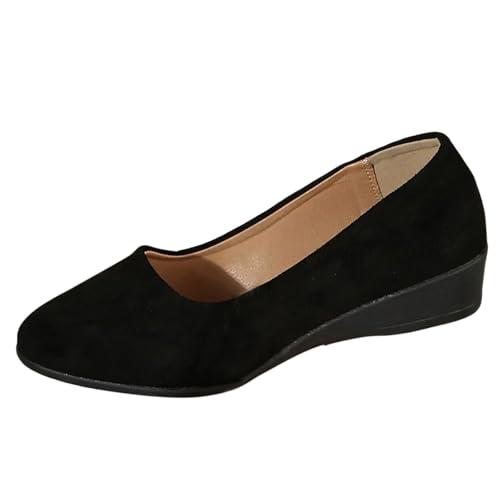Niedriger Keilabsatz für Damen, elegant, zum Hineinschlüpfen, Arbeit, Büro, Schuh, weich gepolsterte Innensohle, einfarbig, spitzer Zehenbereich, flach, stilvoll, bequem, für den täglichen Gebrauch Niedriger Keilabsatz für Damen, elegant, zum Hineinschlüpfen, Arbeit, Büro, Schuh, weich gepolsterte Innensohle, einfarbig, spitzer Zehenbereich, flach, stilvoll, bequem, für den täglichen Gebrauch von Generisch