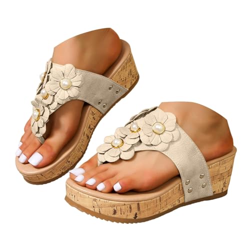 Orthopädische Damen-Flip-Flops mit Keilabsatz, offener Zehenbereich, Korkabsatz, Sommerurlaub, Slipper, Zehentrenner, Strand, Slipper, beige, 39 EU Orthopädische Damen-Flip-Flops mit Keilabsatz, offener Zehenbereich, Korkabsatz, Sommerurlaub, Slipper, Zehentrenner, Strand, Slipper, beige, 39 EU von Generisch