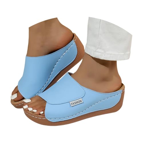 Orthopädische Pantoletten Damen, Pantoletten Damen Mit Fussbett Slides Hausschuhe Sommer Schuhe Sandals Women Sommerschuhe Orthopädische Sandalen Vivastep Plateau Offene Bequeme, Himmel Blau, 39 Orthopädische Pantoletten Damen, Pantoletten Damen Mit Fussbett Slides Hausschuhe Sommer Schuhe Sandals Women Sommerschuhe Orthopädische Sandalen Vivastep Plateau Offene Bequeme, Himmel Blau, 39 von Generisch