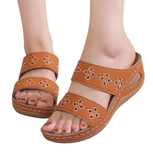 Orthopädische Sandalen Damen Pantoletten Vintage Sommerschuhe Breite Füße Hausschuhe Plateau Offene Sommer Schuhe Keilabsatz Sandaletten Weite H Pu-Leder Latschen Orthopädische Sandalen Damen Pantoletten Vintage Sommerschuhe Breite Füße Hausschuhe Plateau Offene Sommer Schuhe Keilabsatz Sandaletten Weite H Pu-Leder Latschen von Generisch