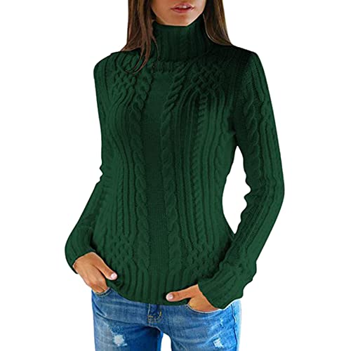 Oversize Pullover Damen Strick Retro Winterpullover Wollpullover Grobmaschig Herbst Sexy Rollkragen Strickpullover Damenpullover Baumwolle Warm Elegant Grobstrick Rollkragenpullover Baumwollpullover von Generisch