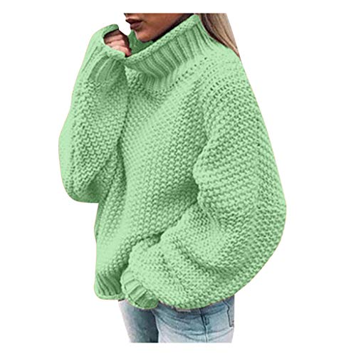 Oversize Pullover Damen Strick Sexy Damenpullover Rollkragenpullover Rollkragen Grobstrick Elegant Baumwolle Winterpullover Strickpullover Warm Herbst Mode Grobmaschig Retro Wollpullover Winter Pulli von Generisch