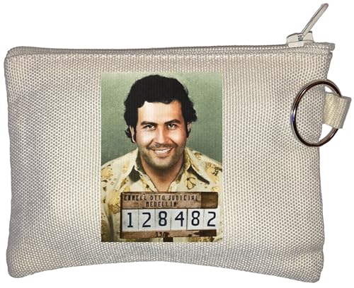 Pablo Escobar Mug Shot farbige kleine Geldbörse Münzbörse Beige, beige, Einheitsgröße von Generisch