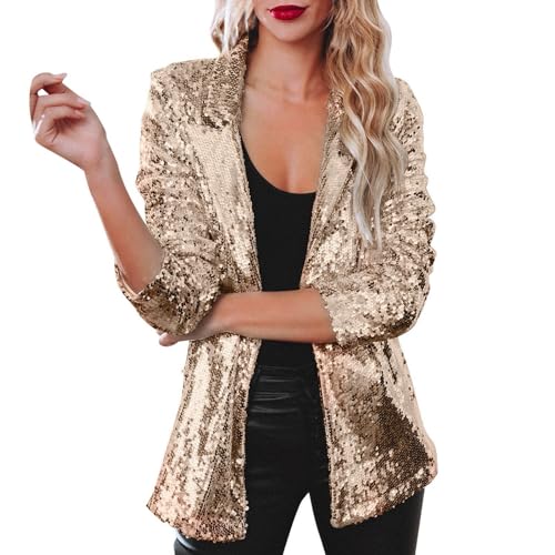 Pailletten Jacke Damen Glitzer Jacke Langarm Elegant Glitzer Cardigan Party Club Glitzerjacke mit Pailletten Tailliert Anzugjacke Karneval Kostüm Glitzer Tops Große Größen Sakko Lässig Rave Clubwear Pailletten Jacke Damen Glitzer Jacke Langarm Elegant Glitzer Cardigan Party Club Glitzerjacke mit Pailletten Tailliert Anzugjacke Karneval Kostüm Glitzer Tops Große Größen Sakko Lässig Rave Clubwear von Generisch