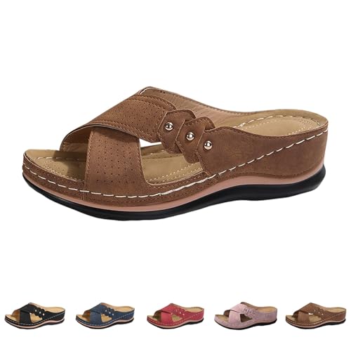 Pantoletten Damen Mit Fussbett Keilabsatz, Sandalen Damen Sommer Elegant Freizeit Plateausandalen Basic Clogs Slip On Slides Schuhe Atmungsaktiv Schlupfschuhe Vintage Strand Sandalen Mode Schuhe Pantoletten Damen Mit Fussbett Keilabsatz, Sandalen Damen Sommer Elegant Freizeit Plateausandalen Basic Clogs Slip On Slides Schuhe Atmungsaktiv Schlupfschuhe Vintage Strand Sandalen Mode Schuhe von Generisch