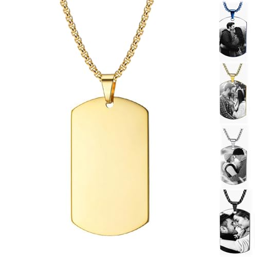 Personalisierte Hundemarke für Männer, gravierte Foto-Halskette, Militär-Anhänger, Bild-Schmuck, Edelstahl, Gedenk-Halskette, Geschenke für Freund, Vater, Ehemann, Vatertag, Einheitsgröße, Metall Personalisierte Hundemarke für Männer, gravierte Foto-Halskette, Militär-Anhänger, Bild-Schmuck, Edelstahl, Gedenk-Halskette, Geschenke für Freund, Vater, Ehemann, Vatertag, Einheitsgröße, Metall von Generisch