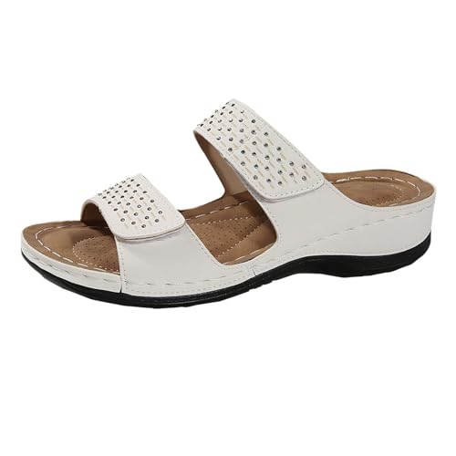 Plateau-Sandalen für Damen, Größe 38, flache Pantoffeln, Keilsandalen, offener Zehenbereich und Slingback-Hausschuhe, rutschfest, Fischmaul, Sommersandalen mit Glitzer-Strass und orthopädischem Kissen Plateau-Sandalen für Damen, Größe 38, flache Pantoffeln, Keilsandalen, offener Zehenbereich und Slingback-Hausschuhe, rutschfest, Fischmaul, Sommersandalen mit Glitzer-Strass und orthopädischem Kissen von Generisch