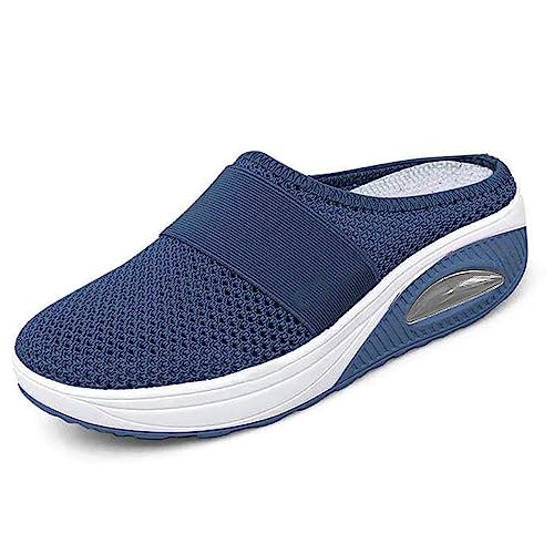 Plateau Schuhe Damen Winter Orthopädische Wanderschuhe zum Hineinschlüpfen mit Luftpolster und Fußgewölbeunterstützung, gestrickt, lässiger Komfort für Spaziergänge im Elegante Schuhe Damen (Blue, 41) von Generisch