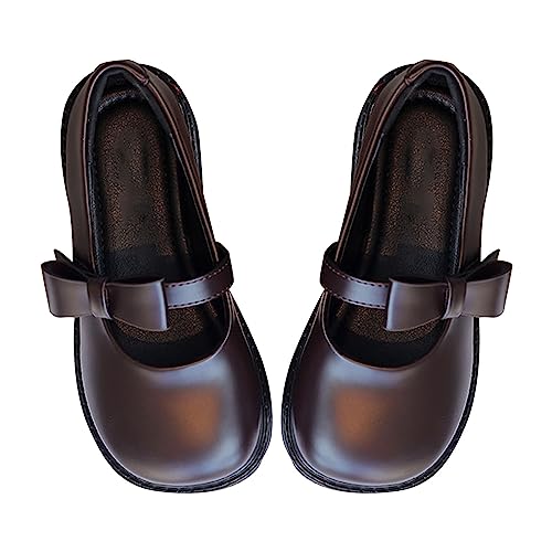 Prinzessin Schuhe Mädchen Absatz - Tanzschuhe Damen Flach Leder Hausschuhe Bowknot Slip On Lederschuhe Rutschfeste Hausschuhe Outdoor Schulschuhe Leder Abendschuhe Bequem Sommerschuhe-Sandalen von Generisch