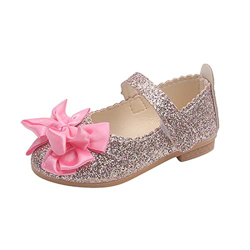 Pu-Prinzessin Schuhe Mädchen: Tanzschuhe Damen Flach Leder Sandalen Mit Bowknot Paillette Kinderschuhe Rutschfeste Lederschuhe Weichen Babyschuhe Elegant Sommerschuhe Bequem Abendschuhe-Einzelschuhe von Generisch