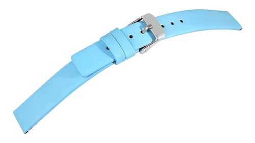 Qualitatives Basic Ersatz Uhrenarmband Echtleder Farbe Blau Silber Breite 20 mm Stegbreite Dornschließe Echt Leder Damen Frauen Herren Männer Unisex 98000293200 von Generisch