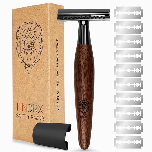 Rasierhobel Herren und Damen aus rostfreiem Metall & edlem Olivenholz-Griff mit natürlichem Bienenwachs veredelt ink. 10 Japanische Rasierklingen (Walnut Havana) Rasierhobel Herren und Damen aus rostfreiem Metall & edlem Olivenholz-Griff mit natürlichem Bienenwachs veredelt ink. 10 Japanische Rasierklingen (Walnut Havana) von Generisch