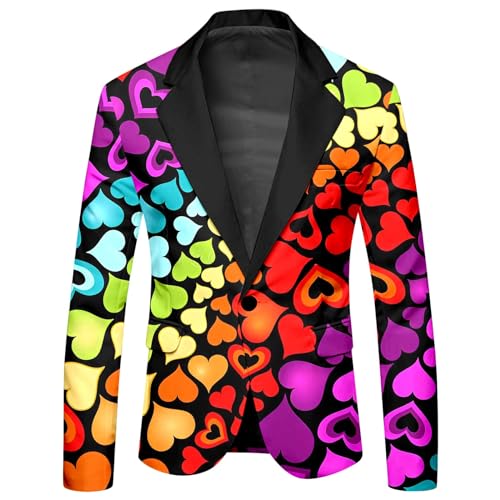 Regenbogen Sakko Herren LGBTQ Blazer Jacke Bunte Anzüge Herrenanzüge Neon Farbigen Sakko Pride Stolzmonat Smoking Jacket CSD Parade Windjacke Männer Knopf Mantel Hochzeitsanzug Karneval Kostüm Regenbogen Sakko Herren LGBTQ Blazer Jacke Bunte Anzüge Herrenanzüge Neon Farbigen Sakko Pride Stolzmonat Smoking Jacket CSD Parade Windjacke Männer Knopf Mantel Hochzeitsanzug Karneval Kostüm von Generisch