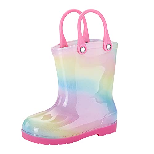 Regenstiefel Kinder Gummistiefel Rutschfeste Regenschuhe Halbschaft Rain Boots Handle It Regen Stiefel Wasserdichte Kinderschuhe Regenbogen Kinderstiefel Frühling Stiefeletten Bootschuhe 3-10 Jahre von Generisch