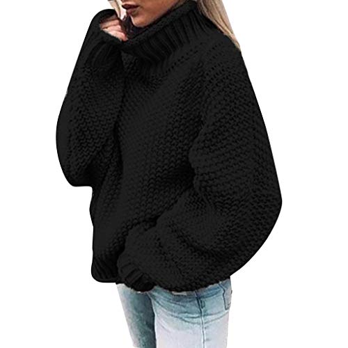 Rollkragenpullover Damen Oversize Pullover Damen Herbst Winter Strickpullover Langarm Sweatshirt Elegant Pulli Rundhals Winterpullover Warm Gestrickt Rollkragen Pullover Casual Oberteile Mit Knöpfen von Generisch