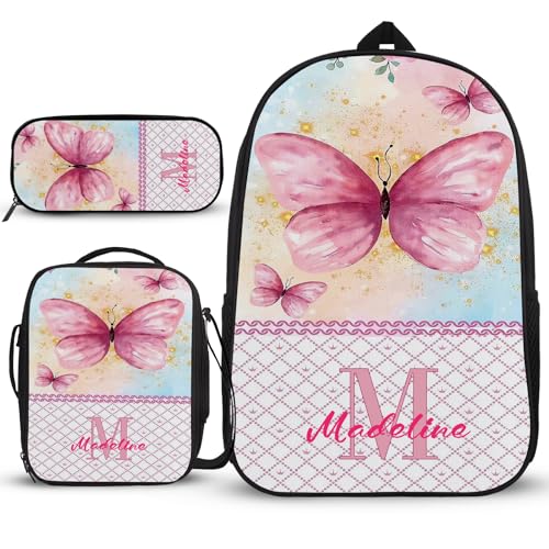 Rucksack-Set, Laptop-Rucksack, moderne College-Tasche, Büchertasche für Mittelschule, Mädchen, 3-teilig, mit Crossbody-Tasche und Federmäppchen, Geschenke für 60-jährige Frau, Farbenfrohes Muster, von Generisch