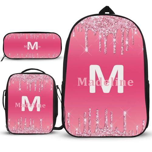 Rucksack-Set mit individuellem Namen, attraktiver Rucksack für Jungen, Büchertasche, 3-teilig, mit Federmäppchen, Crossbody-Tasche, Geschenke für 16-jährige Jungen, Farbenfrohes Muster, Rucksack, von Generisch