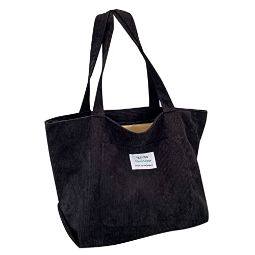 Rucksäcke Notebook Handytasche Mit GeldböRse Zum UmhäNgen Brief Patch Dekor Cord Shopper Damen Umhängetaschen Damen Handtasche Student Bag UmhäNgetasche Damen Herren-Schultertaschen (Black, One Size) Rucksäcke Notebook Handytasche Mit GeldböRse Zum UmhäNgen Brief Patch Dekor Cord Shopper Damen Umhängetaschen Damen Handtasche Student Bag UmhäNgetasche Damen Herren-Schultertaschen (Black, One Size) von Generisch