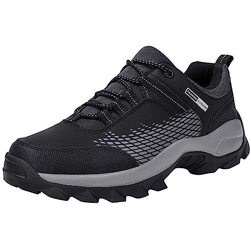 Rutschfeste Arbeitsschuhe für Herren, Wanderschuhe, Sneaker, bequem, Leder, lässig, athletisch, Tennisschuhe, Wanderschuhe, Sneaker, Herren, Größe 47, Schwarz , 40 2/3 EU von Generisch