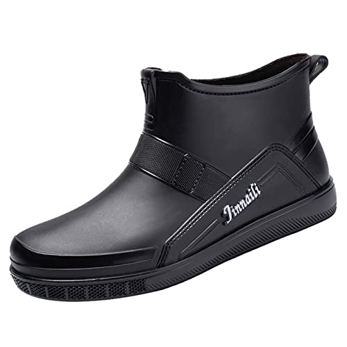 Rutschfeste Schuhe Herren Gastronomie Herrenmode dicke Sohle Regenstiefel kurzes Rohr rutschfeste wasserdichte Schuhe Küche Arbeitsstiefel Regenstiefel Männer Schuhe Sommer Herren (Black, 41) von Generisch