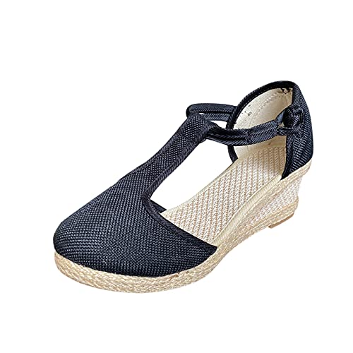 Sandalen Damen Sommer Bequem Espadrilles Für Damen Wedges Sandaletten Hausschuhe High Heel Plattform Riemchensandalen Mit Geschlossene Sandal Sommerschuhe Slipper Strandschuhe von Generisch