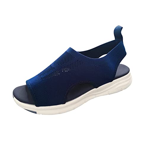 Sandalen Damen Sommer Bequem Super Sport Strick Sandalen, Mesh Weiche Sohle Casual Damenschuhe, waschbare Slingback Orthopädische Slide Sport Sandalen, Sommerschuhe Gesundheitsschuhe von Generisch