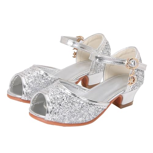 Sandalen Mädchen 35 Sommer Glänzenden Kinder Sandaletten mit Absatz Bindegürtel Sommerschuhe Open Toe Damenschuhe Trekkingsandalen Prinzessin Schuhe Römersandalen Pantoletten Gladiator Sandalen von Generisch