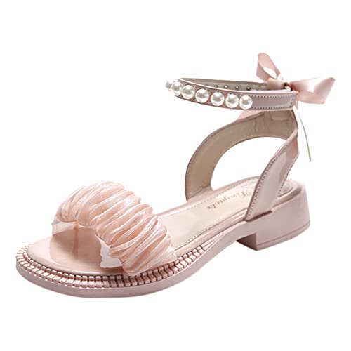 Sandalen Mädchen Schmal - Kommunionschuhe Mädchen Prinzessin Schuhe Perle Strandschuhe Open Toe Atmungsaktiv Outdoorsandalen Rutschfeste Freizeitsandalen Schnell Trocknend Sommerschuhe-Freizeitschuhe von Generisch