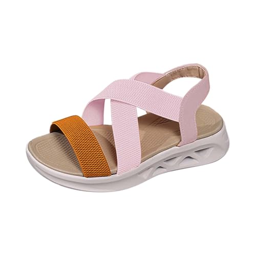 Sandalen für Damen, Größe 5, Schnallenriemen, weiche Unterseite, dicker Boden, offener Zehenbereich, Fliegengewebe, glitzernde Schuhe für Damen, rose, 5 UK 3X-Narrow Sandalen für Damen, Größe 5, Schnallenriemen, weiche Unterseite, dicker Boden, offener Zehenbereich, Fliegengewebe, glitzernde Schuhe für Damen, rose, 5 UK 3X-Narrow von Generisch