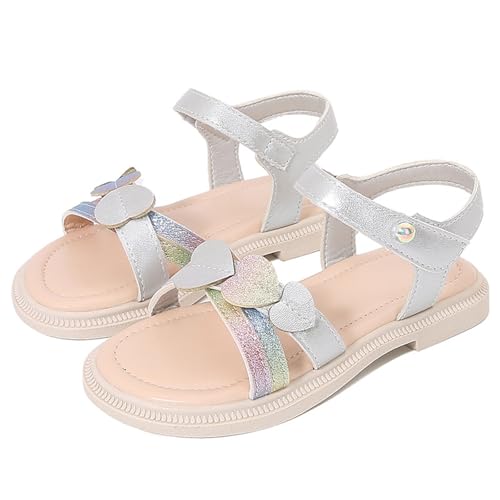 Sandalen für Mädchen, Herz-Detail, einzelner Riemen, weiche Sohle, Sommerfertig, Prinzessinnensandalen, Kinder, ideal für Feen-Themen-Events und Mädchen, modische Kleidung, silber, 33 EU Sandalen für Mädchen, Herz-Detail, einzelner Riemen, weiche Sohle, Sommerfertig, Prinzessinnensandalen, Kinder, ideal für Feen-Themen-Events und Mädchen, modische Kleidung, silber, 33 EU von Generisch