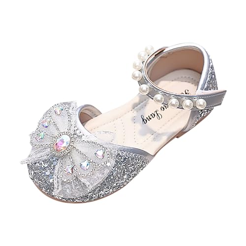 Sandalen für Mädchen Sommer Prinzessin Schuhe Bogen Damenschuhe Trekkingsandalen Sommerschuhe Open Toe Kinder Flache Sandaletten Anti-Rutsch Bindegürtel Pantoletten Gladiator Sandalen Römersandalen von Generisch