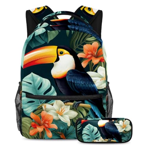 Schöner stylischer Rucksack mit Federmäppchen, ideal für Jungen, Mädchen und Jugendliche, Mehrfarbig Nr. 06, B：29.4x20x40cm P：19x7.5x3.8cm, Tagesrucksäcke von Generisch