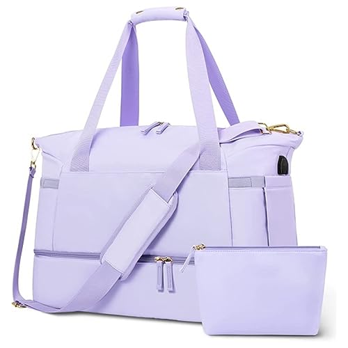 Schürze Vorbinder Taschen Für Dicke Sporttasche für Damen, 37 l, Sport-Reisetasche mit USB-Ladeanschluss, Übernachtungstasche Reise Organizer Taschen (Purple, One Size) von Generisch