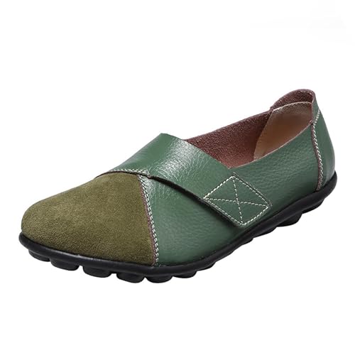 Schuhe Damen Schnürstiefel Damen-Nähmode, lässig, Flacher Absatz, Trendige Freizeitschuhe Fahrrad Schuhe Damen (Green, 42) von Generisch